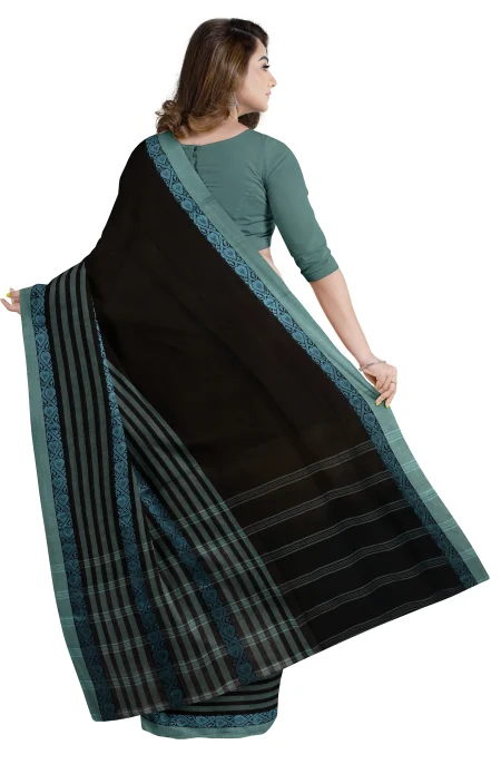 Santipuri Cotton Saree - Black - Image 3