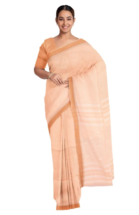 Santipuri Cotton Saree - Peach