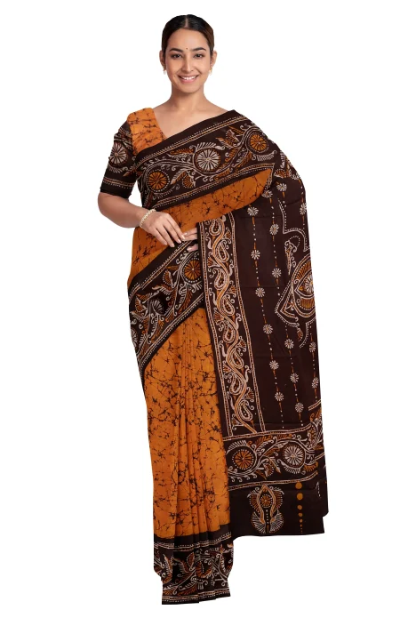 Batik Cotton Saree - Multi Colour - Image 2
