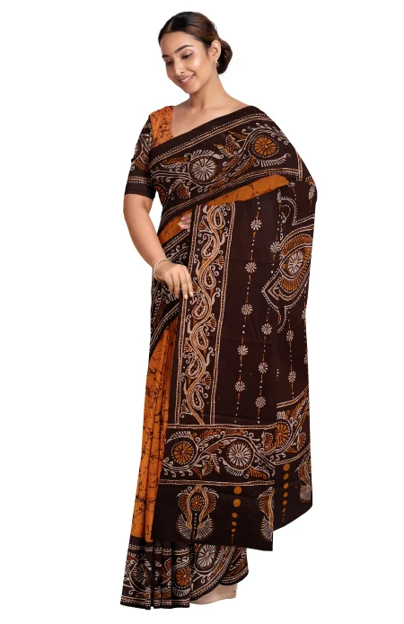 Batik Cotton Saree - Multi Colour