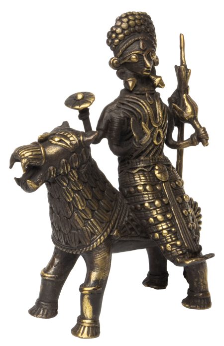 Dokra Table Top Durga with Tiger - Antique - Image 2