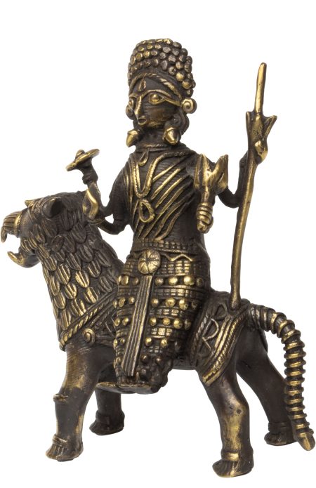 Dokra Table Top Durga with Tiger - Antique - Image 3