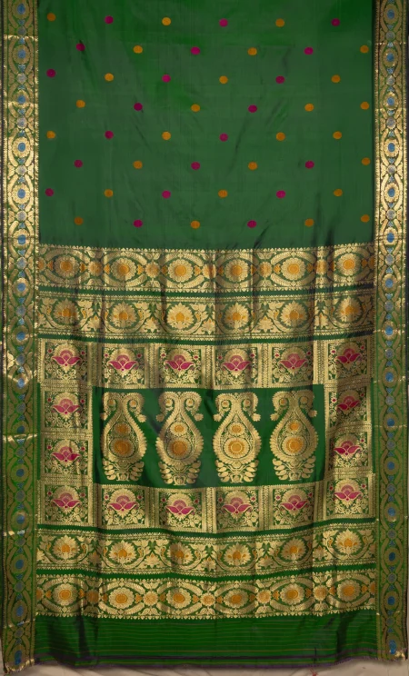 Baluchari Silk Saree - Green - Image 4