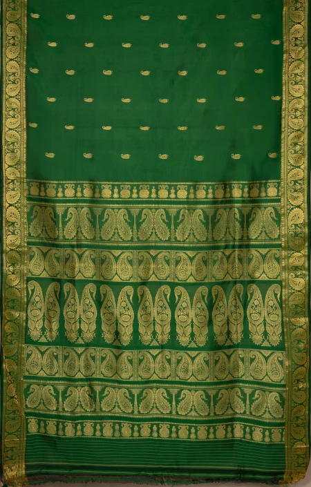 Baluchari Silk Saree - Green - Image 5