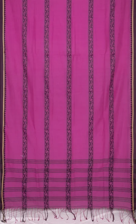 Santipuri Cotton Saree - Magenta - Image 4