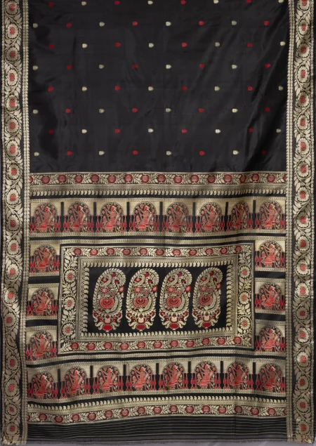 Baluchari Silk Saree - Black - Image 5