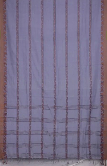 Santipuri Cotton Saree - Blue - Image 4