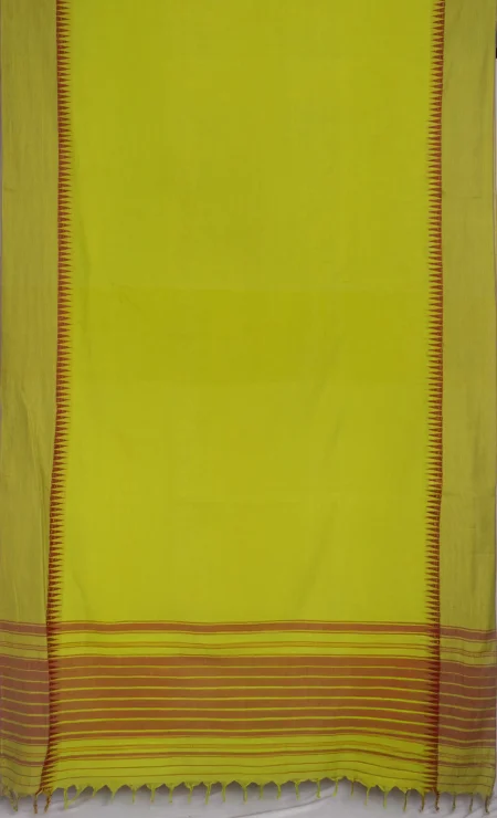 Handwoven Dhaniakhali Cotton Saree - Green - Image 4