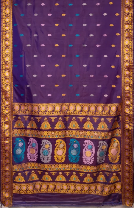 Baluchari Silk Saree - Deep Violet - Image 4