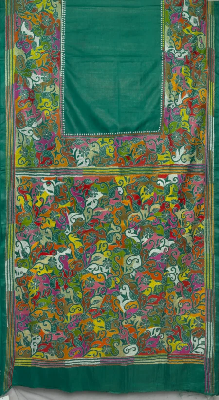 Kantha Silk Saree - Multi Colour - Image 4