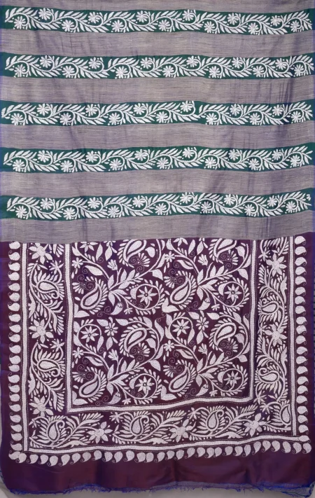 Kantha Silk Saree - Multi Colour - Image 4