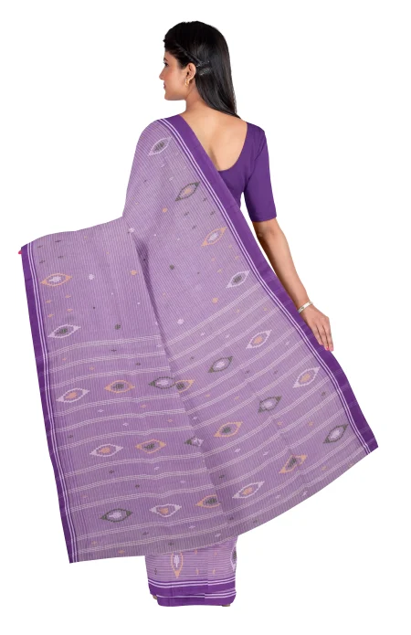 Handwoven Cotton Jamdani Saree - Light Purple - Image 2