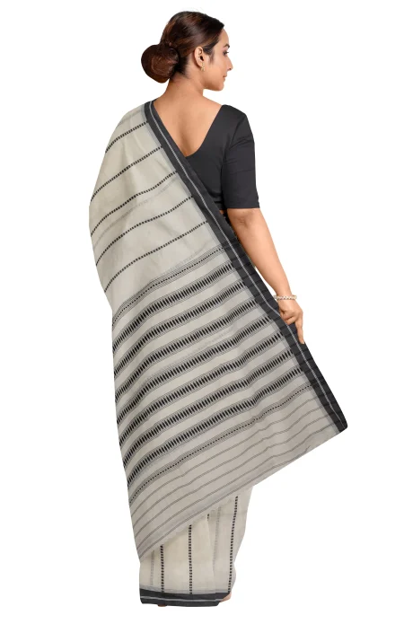 Begumpuri Cotton Saree - White - Image 3
