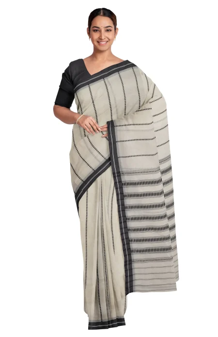 Begumpuri Cotton Saree - White - Image 2