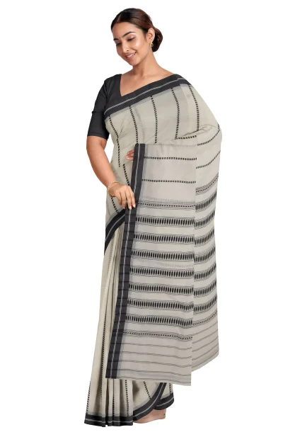 Begumpuri Cotton Saree - White