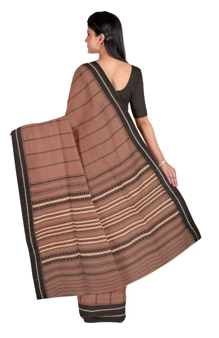 Begumpuri Cotton Saree - Chocolate Brown - Image 3