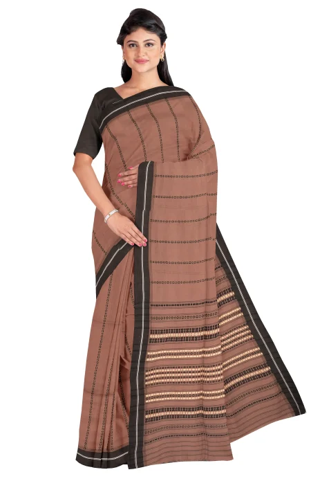 Begumpuri Cotton Saree - Chocolate Brown - Image 2