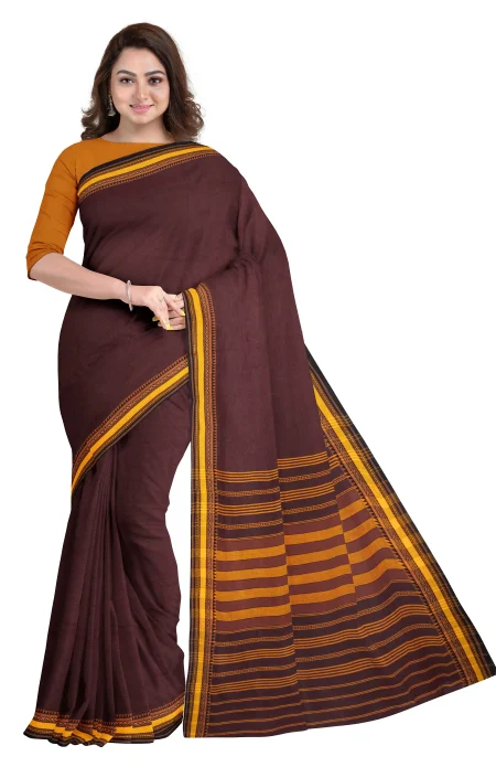 Begumpuri Cotton Saree - Maroon - Image 2