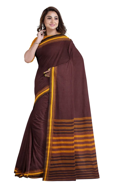Begumpuri Cotton Saree - Maroon - Image 3