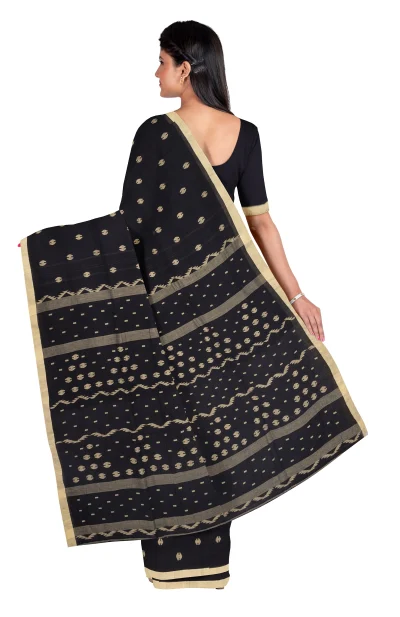 Handwoven Cotton Jamdani Saree - Black