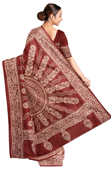 Kantha Silk Saree - Multi Colour - Image 3