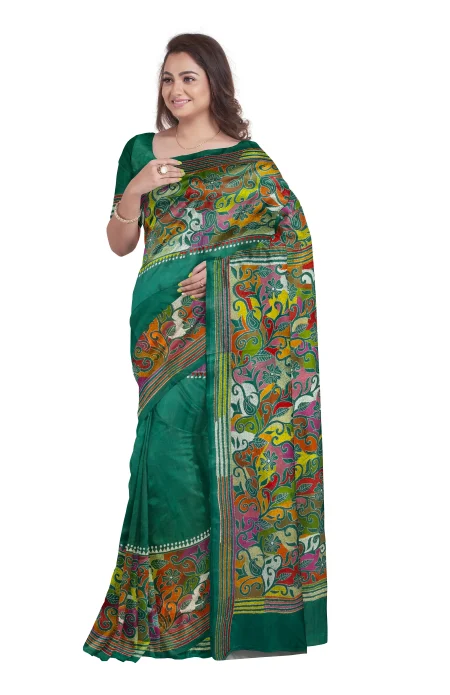 Kantha Silk Saree - Multi Colour - Image 2