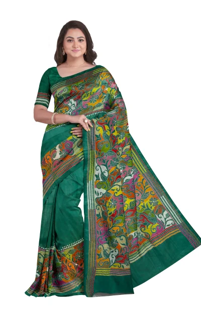 Kantha Silk Saree - Multi Colour