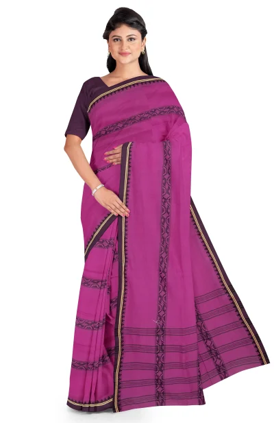 Santipuri Cotton Saree - Magenta