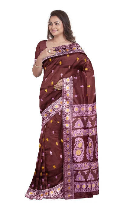 Baluchari Silk Saree - Rich Purple - Image 2