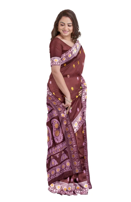 Baluchari Silk Saree - Rich Purple - Image 3