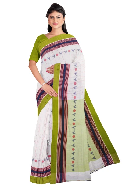 Handwoven Tangail Cotton Saree - Multi Colour