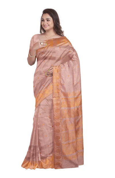 Baluchari Silk Saree - Pink Peach