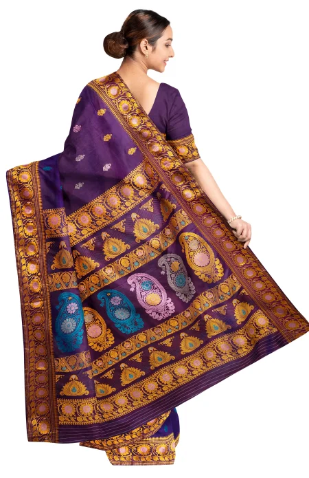 Baluchari Silk Saree - Deep Violet - Image 3