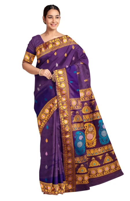 Baluchari Silk Saree - Deep Violet - Image 2