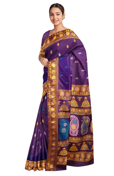 Baluchari Silk Saree - Deep Violet