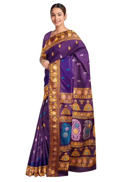 Baluchari Silk Saree - Deep Violet
