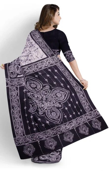 Batik Cotton Saree - Multi Colour - Image 3