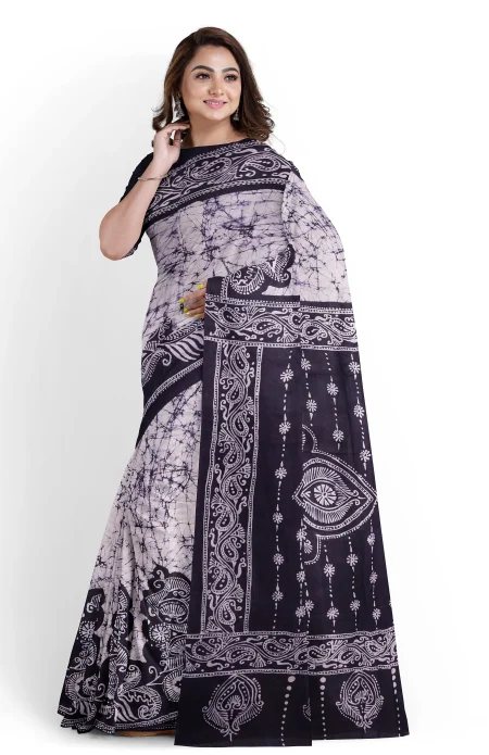 Batik Cotton Saree - Multi Colour - Image 2