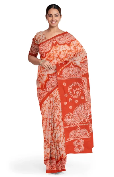 Batik Cotton Saree - Multi Colour