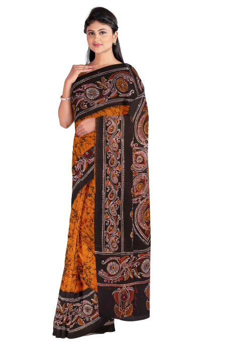 Batik Cotton Saree - Multi Colour - Image 2