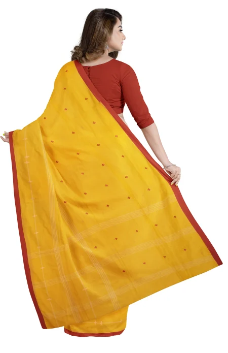 Begumpuri Cotton Saree - Yellow - Image 3
