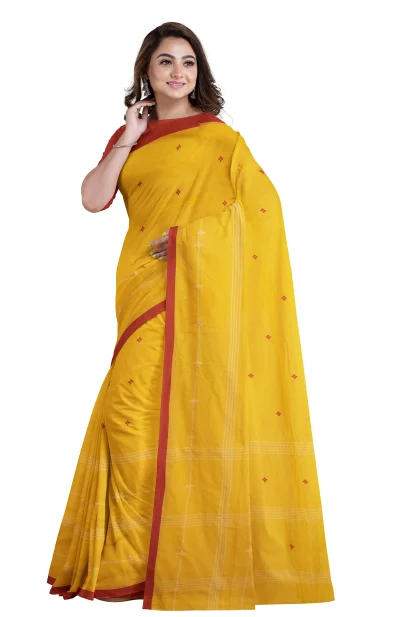 Begumpuri Cotton Saree - Yellow