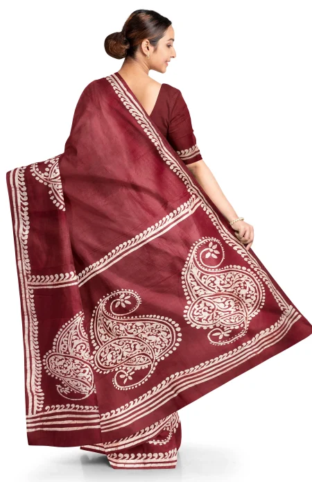 Batik Silk Saree - Multi Colour - Image 3