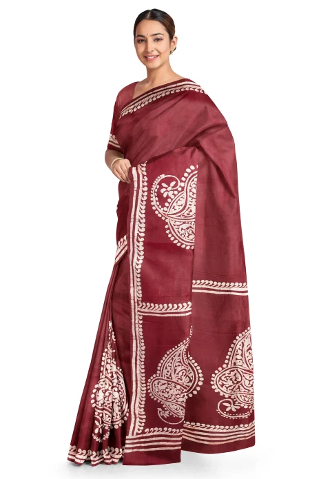 Batik Silk Saree - Multi Colour - Image 2