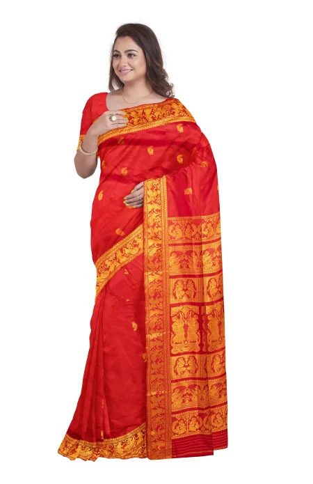 Baluchari Silk Saree - Red - Image 3