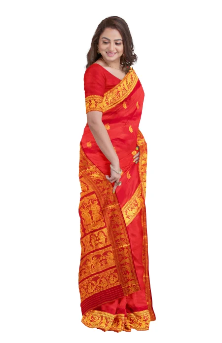 Baluchari Silk Saree - Red - Image 2