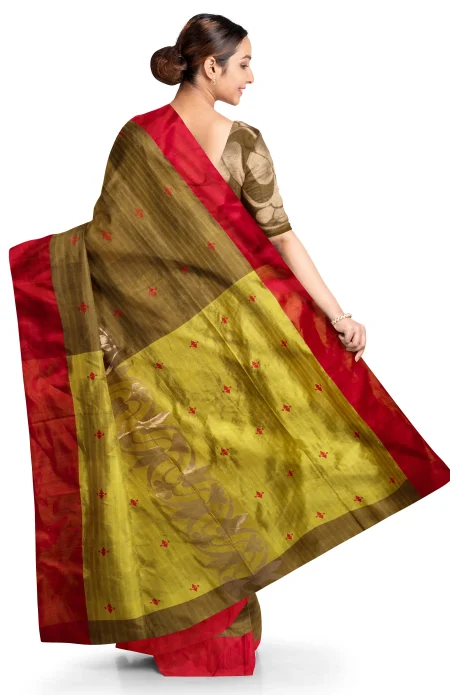Handwoven Tangail Silk Saree - Multi Colour - Image 3