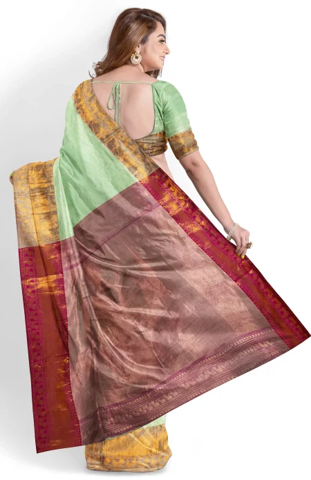 Handwoven Tangail Silk Saree - Multi Colour - Image 4
