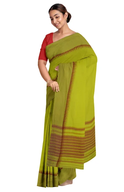 Handwoven Dhaniakhali Cotton Saree - Green