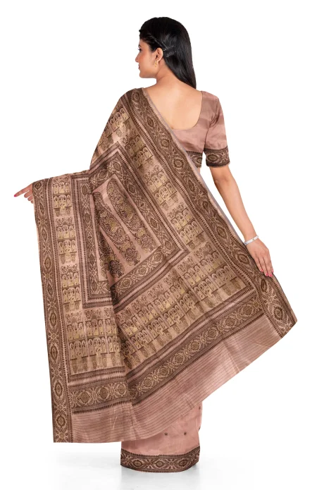 Baluchari Silk Saree - Peach - Image 2